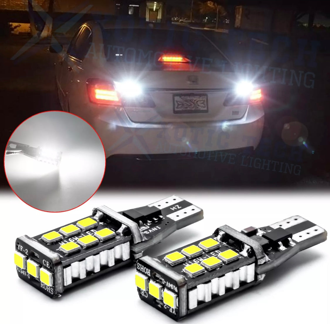 White LED Interior Lights Reverse Package Kit + Tool for Honda Accord 2013-2017