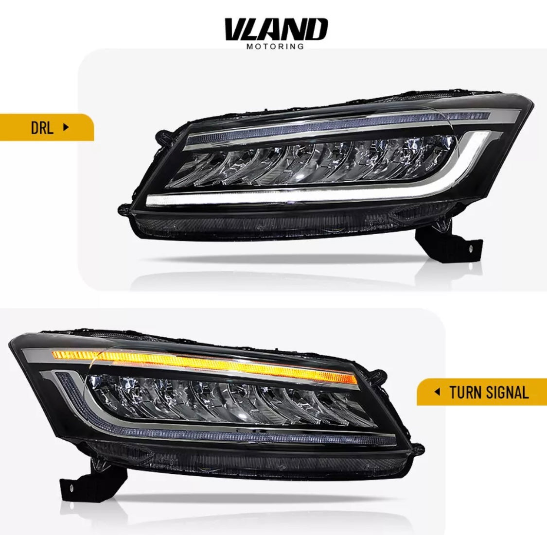 FULL LED Headlights For Honda Accord 8th Gen 2008-2012 Sequential Assembly