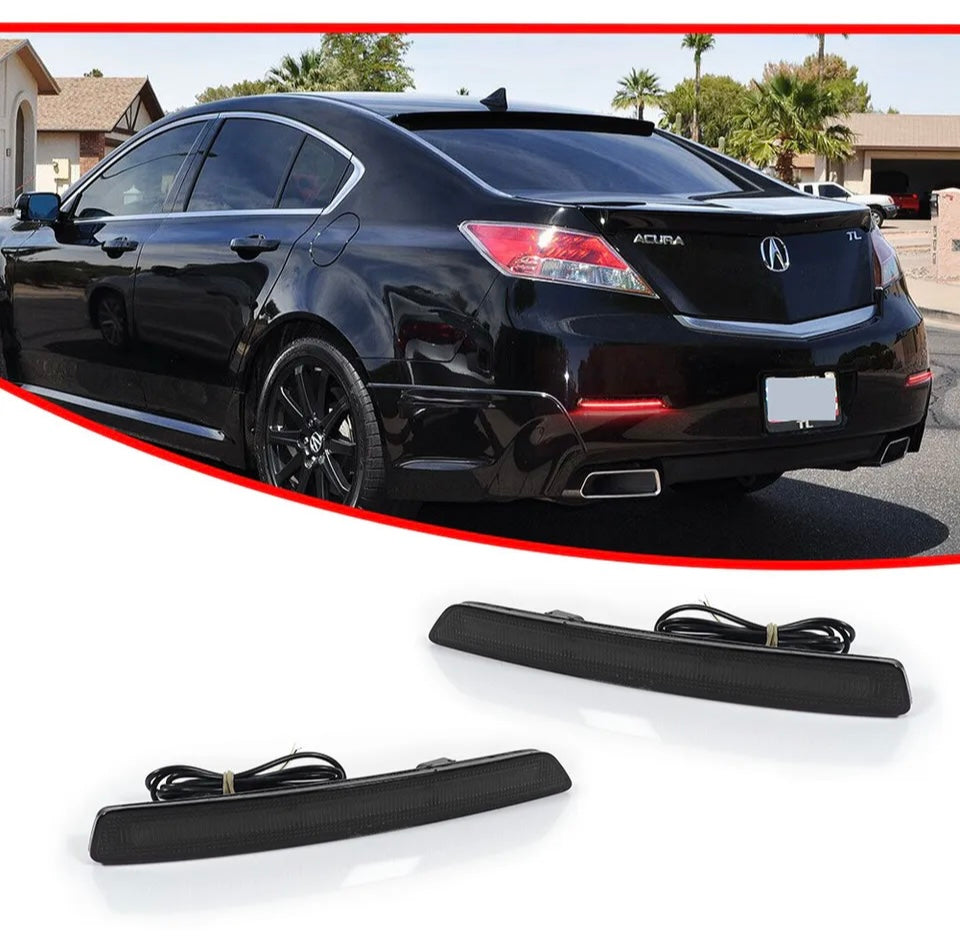 Red oh Smoked LED Rear Bumper Reflector Tail Brake Signal Lights for Acura TL 2012-14