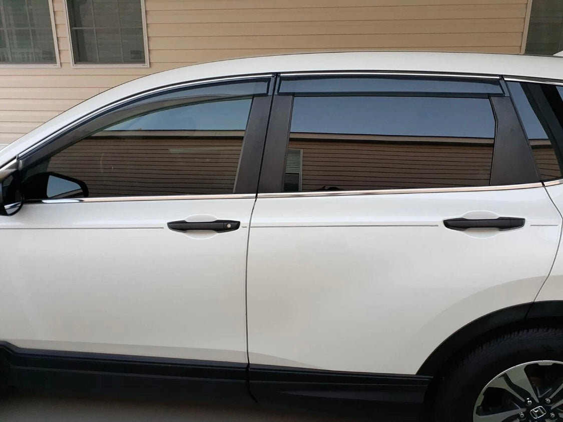 For Honda CR-V CRV 2017-2022 Side Window Vent Visors Rain Guards W/ Chrome Trim