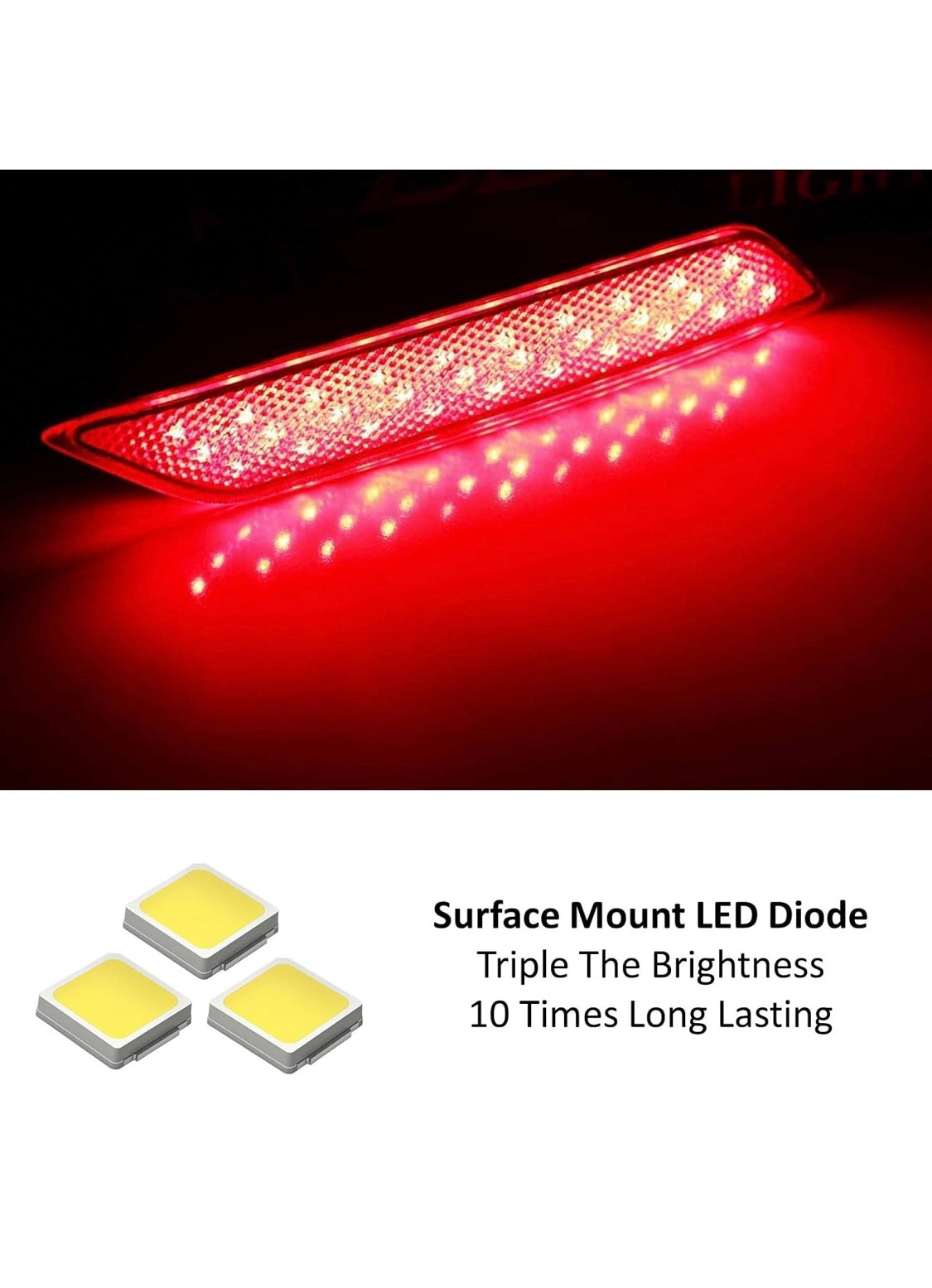 iJDMTOY Lentes rojas 60-SMD LED Reflector de parachoques compatibles con Honda Civic Sedan 2013-2015, funciona como faros antiniebla traseros, frenos y traseros