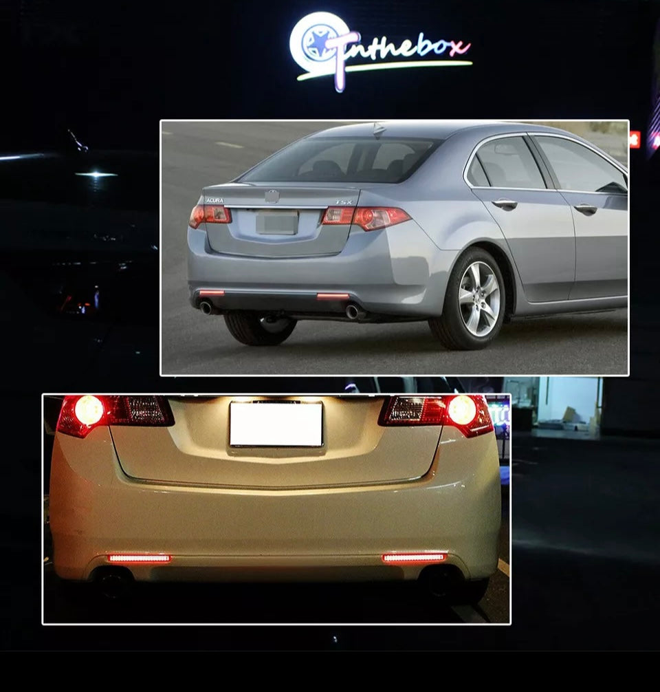 Red LED Bumper Reflector Tail Brake Lights Rear Foglight For 2009-2014 Acura TSX