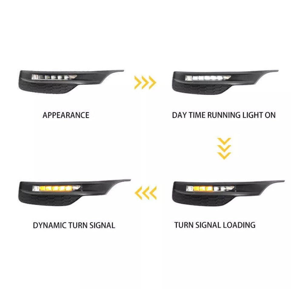 Fits 2016 2017 Honda Accord Sedan Bumper LED Sequential Turn Signal Fog lights