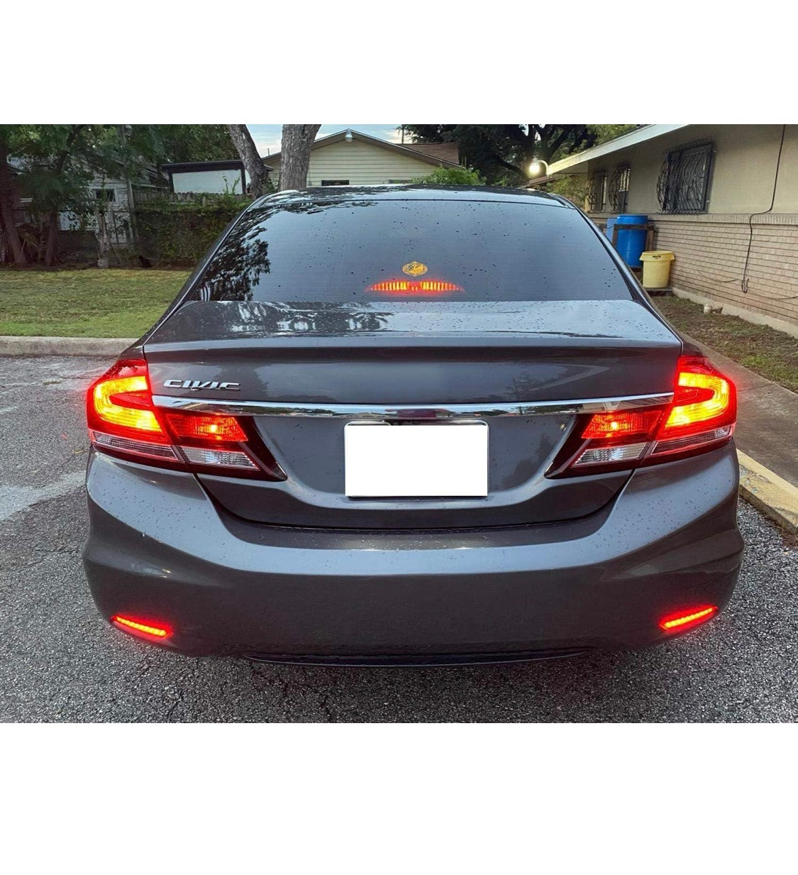 iJDMTOY Lentes rojas 60-SMD LED Reflector de parachoques compatibles con Honda Civic Sedan 2013-2015, funciona como faros antiniebla traseros, frenos y traseros