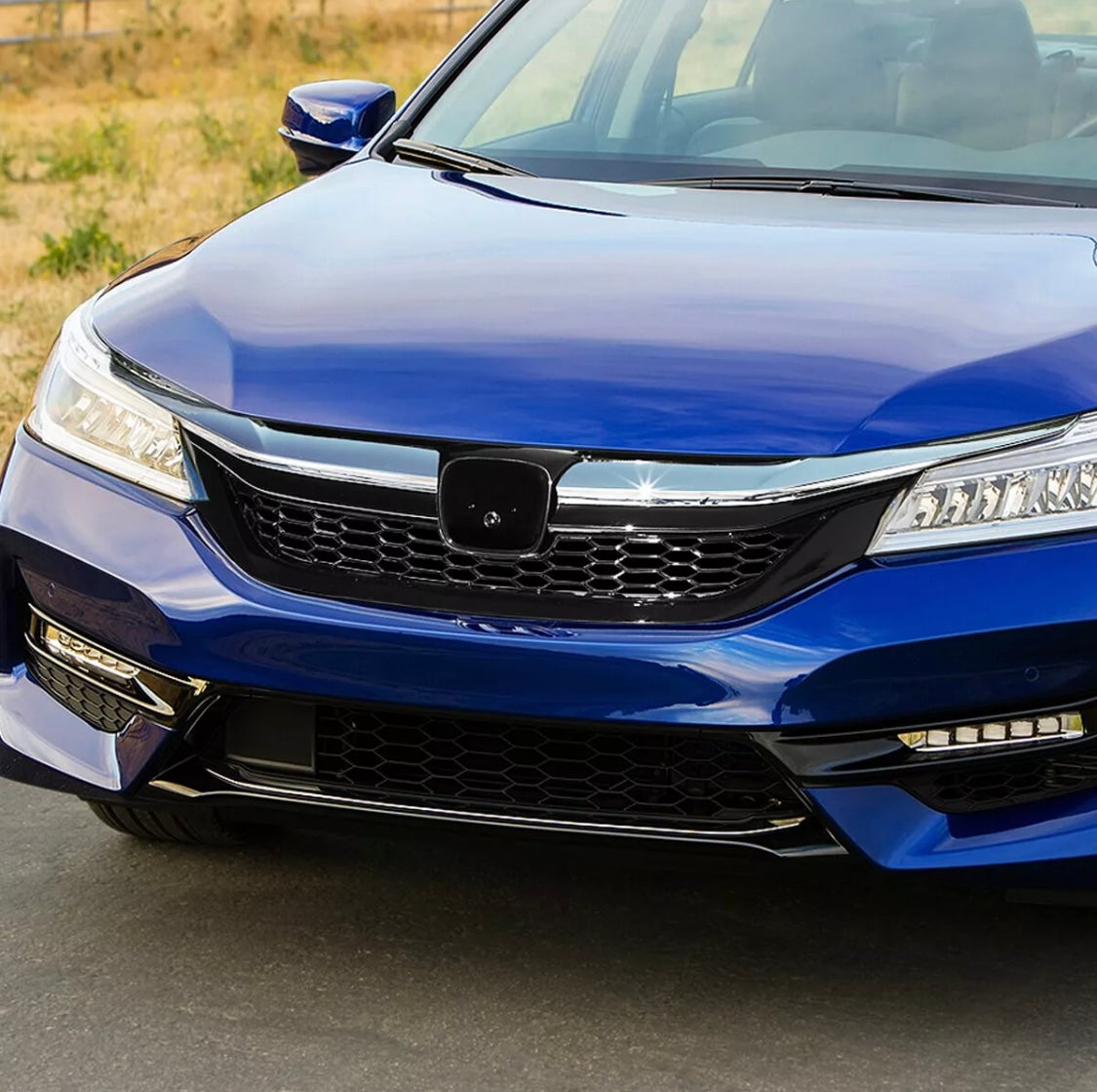 For 2016-2017 9th Gen Honda Accord Sedan Chrome Black JDM Sport Style Front Grille