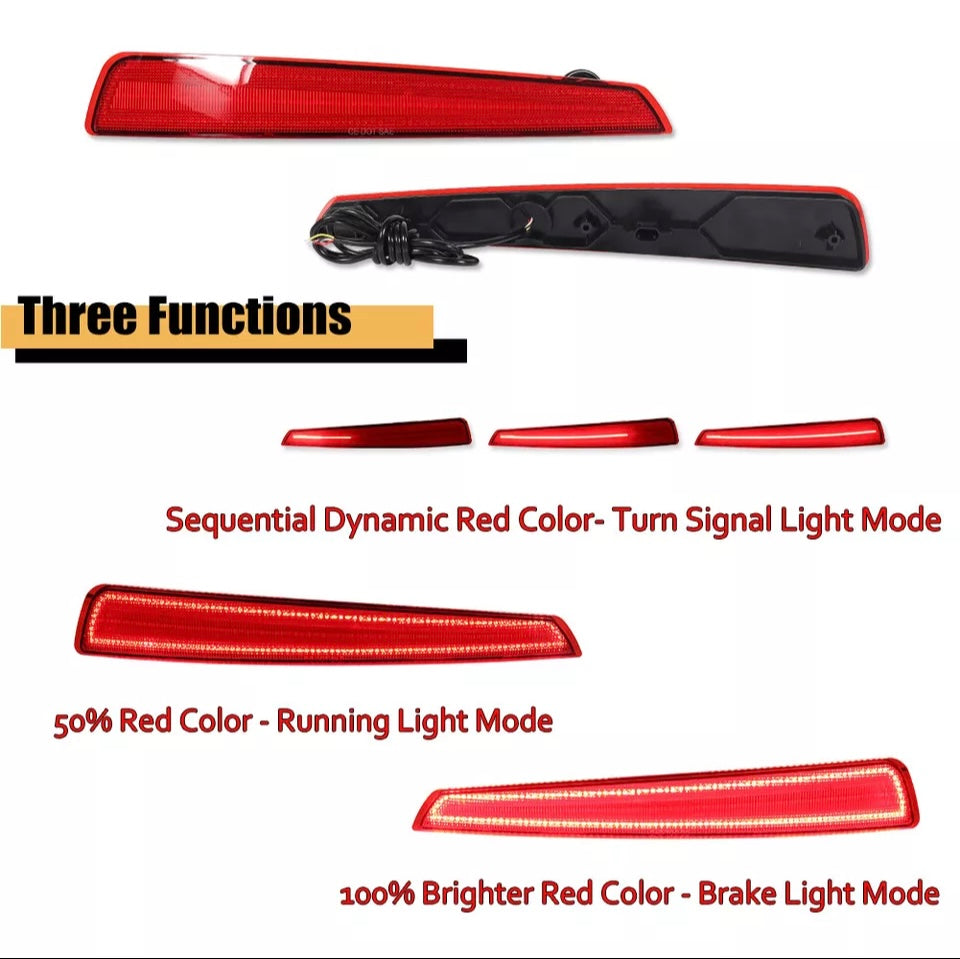 Smoked & Red LED Rear Bumper Reflector Tail Brake Signal Lights for ACURA TL 2009-2011