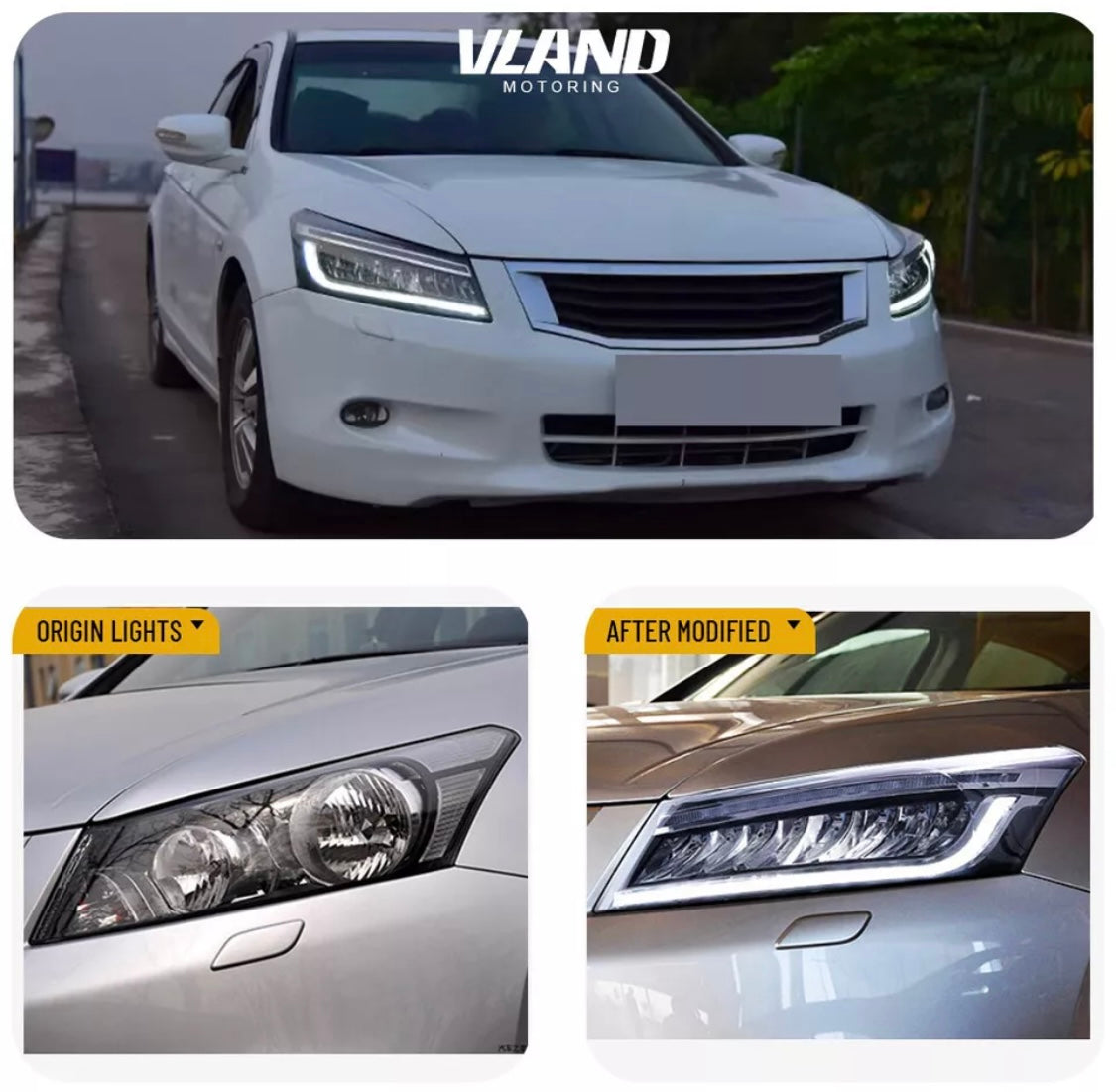 FULL LED Headlights For Honda Accord 8th Gen 2008-2012 Sequential Assembly