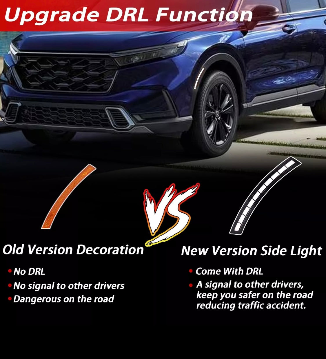 For Honda CR-V CRV 2023 2025 Daytime Running Light Side LED Light Sets 2pcs