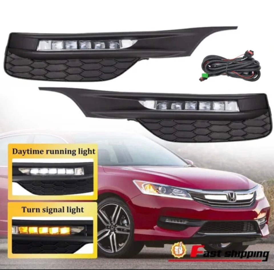 Fits 2016 2017 Honda Accord Sedan Bumper LED Sequential Turn Signal Fog lights
