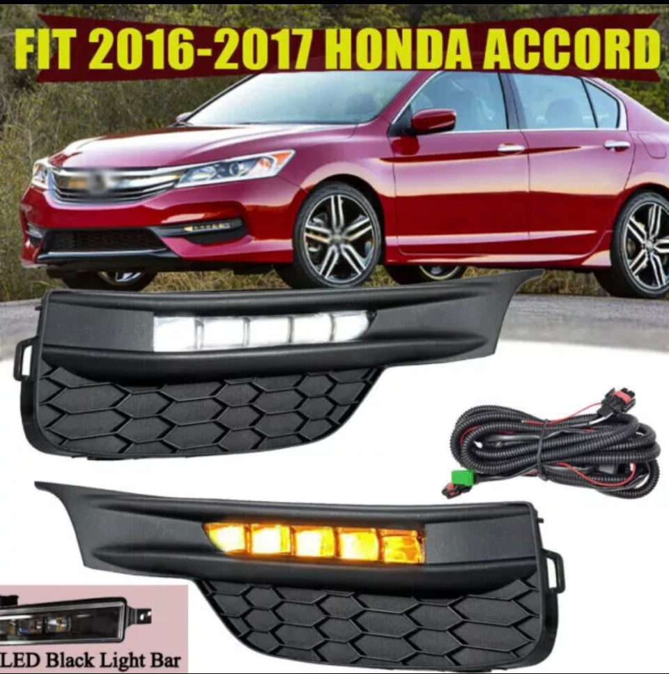 Fits 2016 2017 Honda Accord Sedan Bumper LED Sequential Turn Signal Fog lights