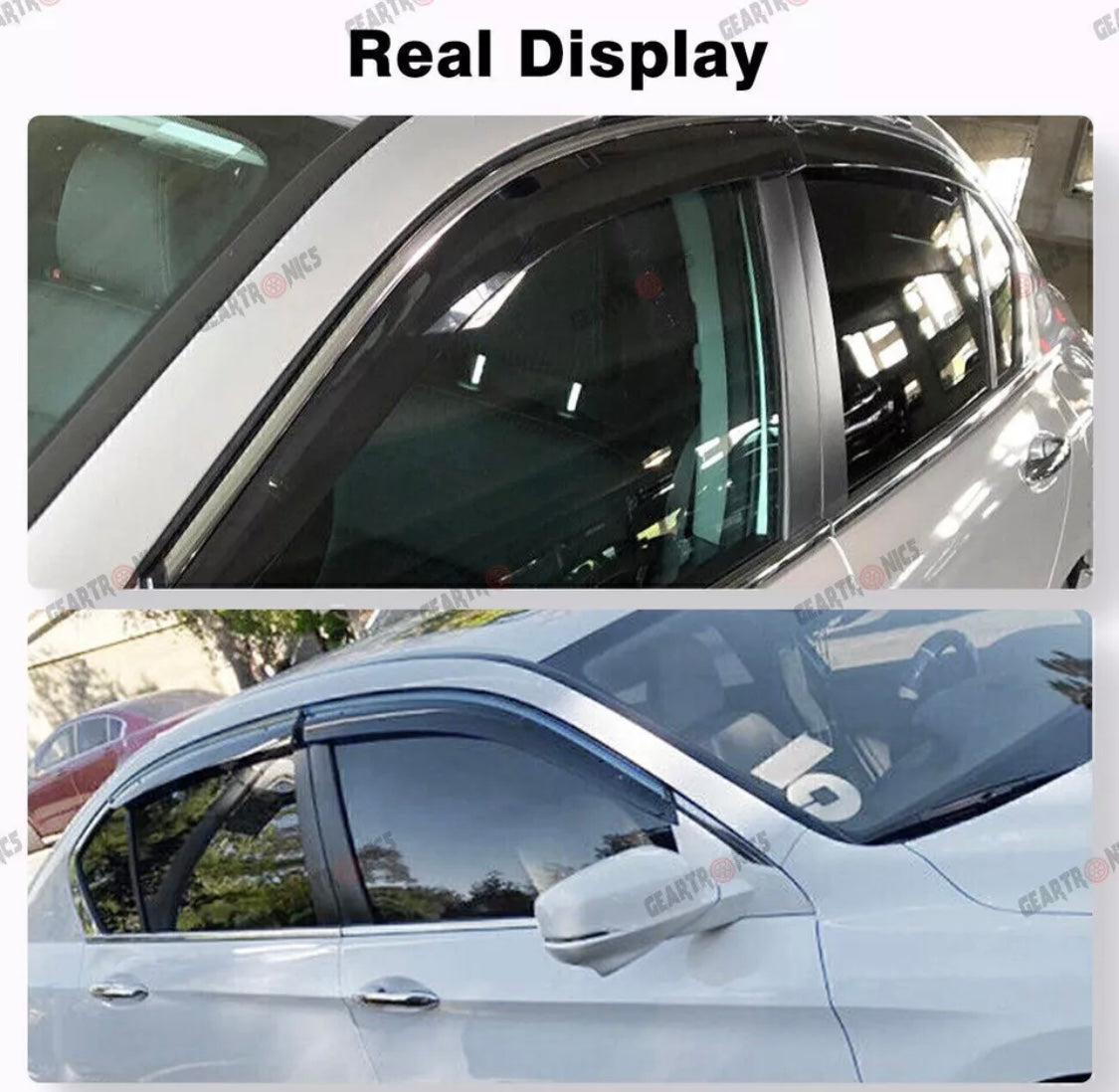 For 2013-2017 Honda Accord Sedan Window Visor Vent Rain Guards w/ Chrome Trim