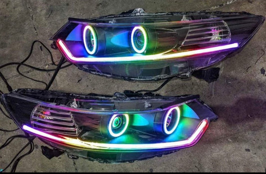 Complete set of custom headlights for Acura TSX 2009-2014.