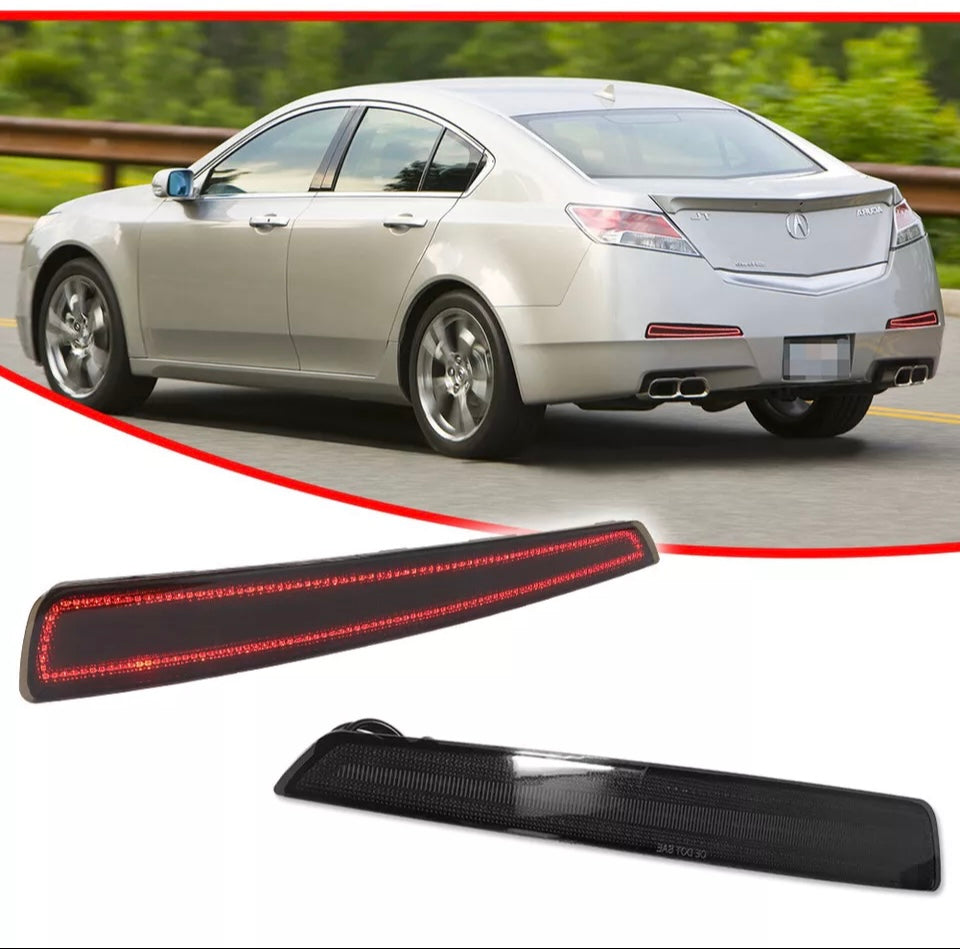 Smoked & Red LED Rear Bumper Reflector Tail Brake Signal Lights for ACURA TL 2009-2011