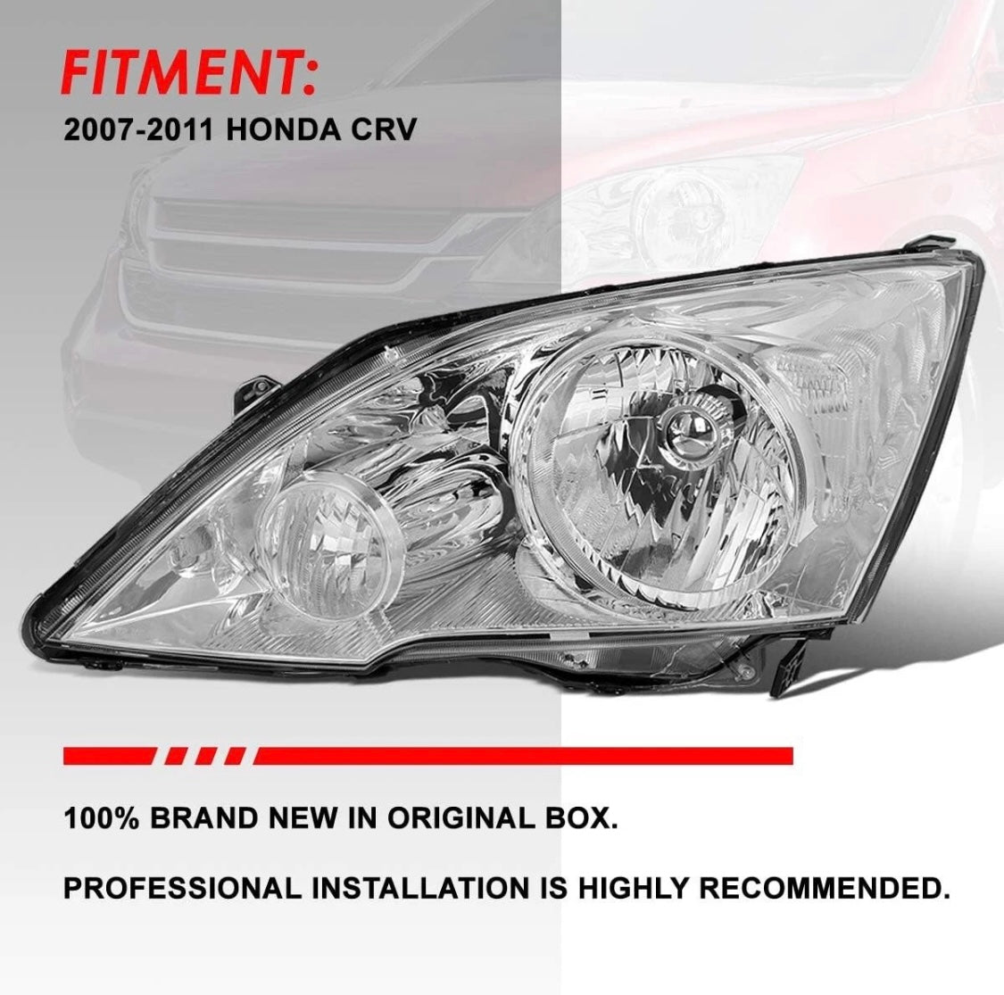 Fully clear headlights for Honda CR-V CRV from 2007, 2008, 2009, 2010 and 2011 (left and right).