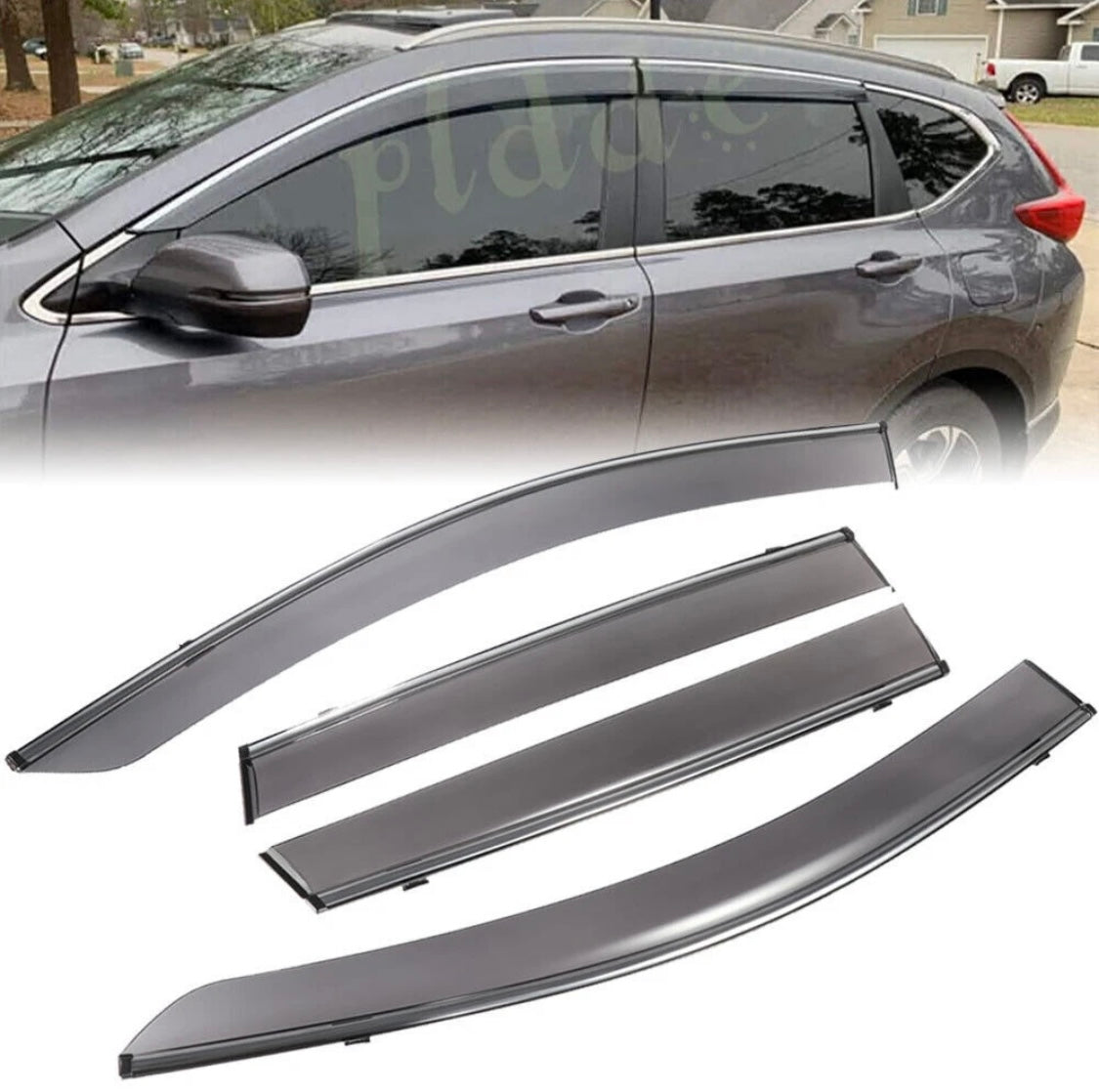 For Honda CR-V CRV 2017-2022 Side Window Vent Visors Rain Guards W/ Chrome Trim