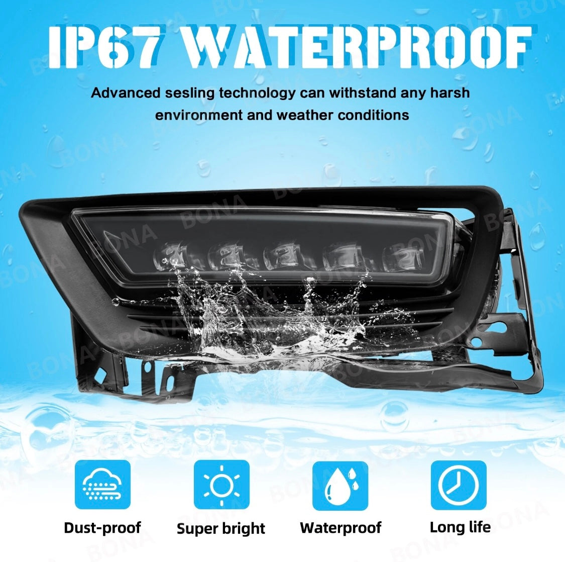 Fog Lights LED Front Bumper Lamps For 2013-2015 Honda Accord 4 DR Sedan+Wiring