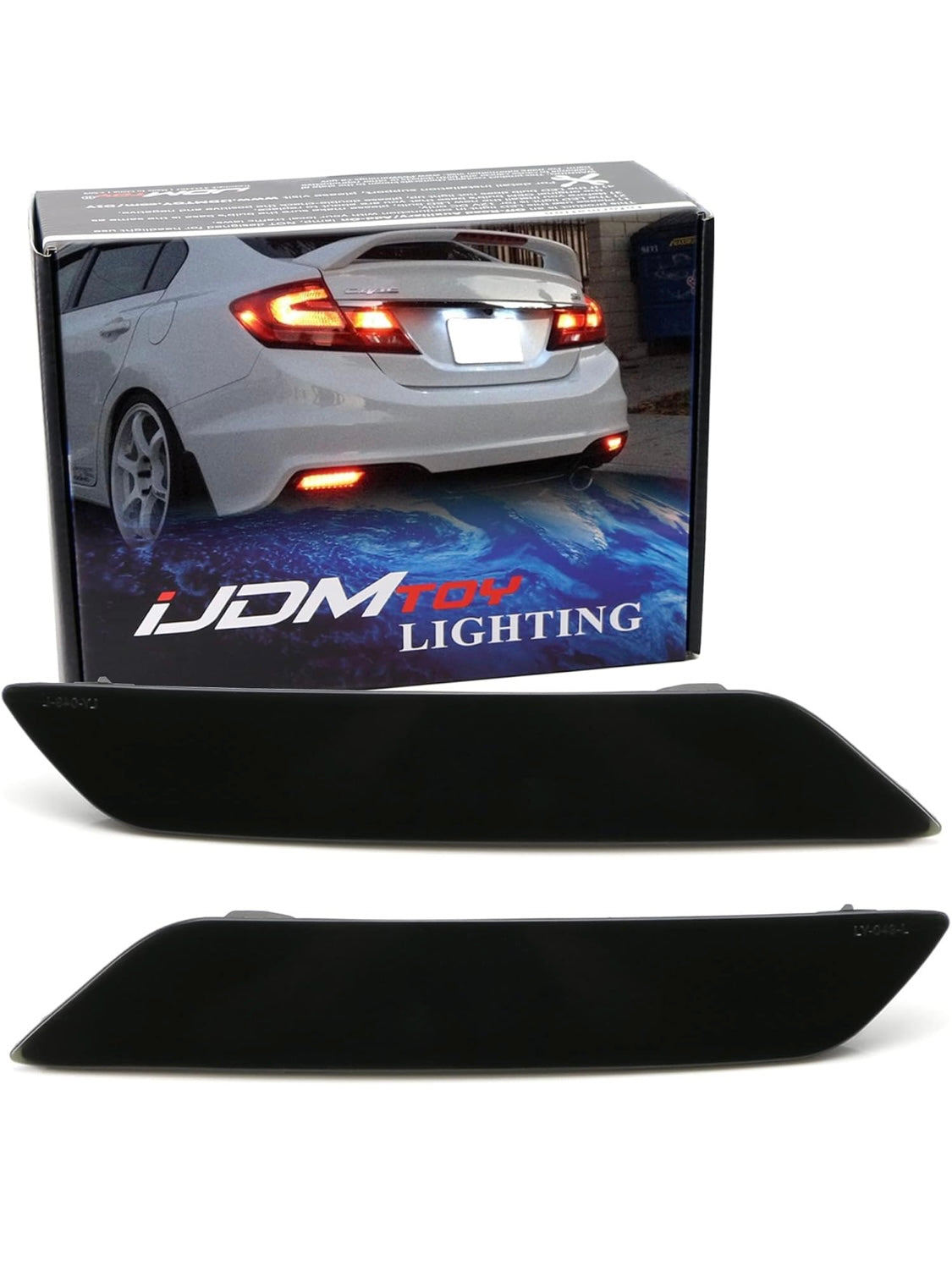 iJDMTOY Lentes rojas 60-SMD LED Reflector de parachoques compatibles con Honda Civic Sedan 2013-2015, funciona como faros antiniebla traseros, frenos y traseros